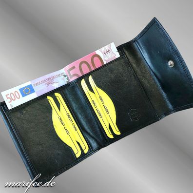 Handliche Echtleder-Geldbörse Akzent Schwarz Art.-Nr. 13209