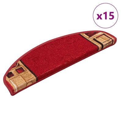 vidaXL Treppenmatten Selbstklebend 15 Stk. Rot 65x21x4 cm