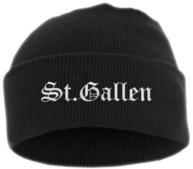 St. Gallen Umschlagmütze - Altdeutsch - Bestickt - Mütze mit breitem