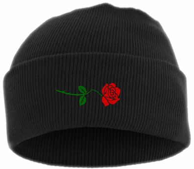 Rose Umschlagmütze - Bestickt - Mütze mit breitem Umschlag - Größe: