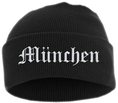 München Umschlagmütze - Altdeutsch - Bestickt - Mütze mit breitem Umschl