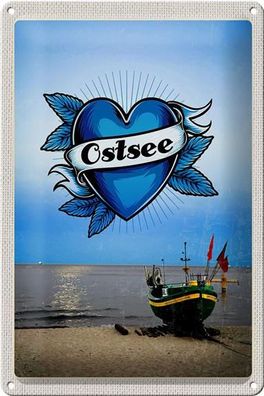 Blechschild Reise 20x30cm Ostsee Meer Boot Flagge Bootstour