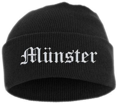 Münster Umschlagmütze - Altdeutsch - Bestickt - Mütze mit breitem Umschl