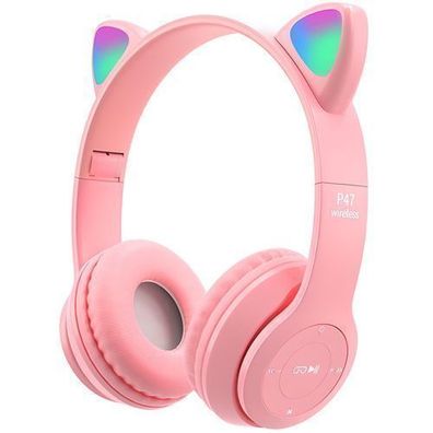 Kopfhörer Kinder mit Bluetooth Katzenohren Kinderkopfhörer RGB LED Licht Retoo