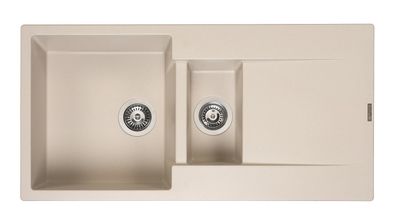 Reginox Amsterdam 15 Küchenspüle mit Restebecken und Abtropffläche beige metallic