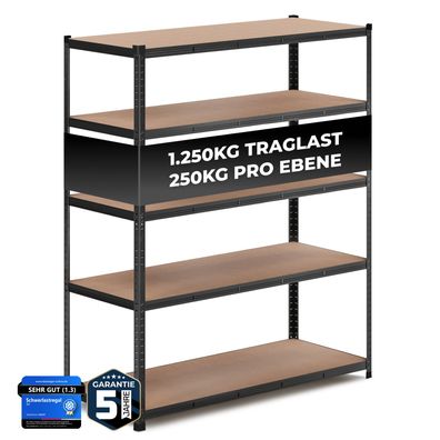 ALL Premium Schwerlastregal 180x150x60cm Schwarz u. Silber