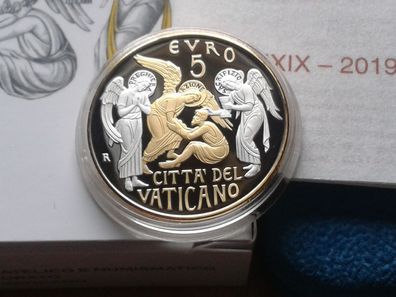 Original 5 euro 2019 PP Vatikan 150 Jahre Wohltätigkeit Silber vergolded gilded