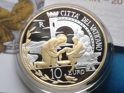 Original 10 euro 2019 PP Vatikan Weltfriedenstag Silber vergolded gilded