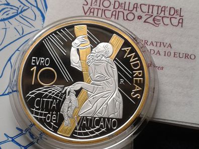 Original 10 euro 2022 PP Vatikan Silber vergolded gilded
