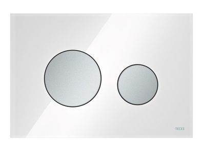 TECEloop WC-Betätigungsplatte Glas weiß Tasten Chr. m. Zweimengentech