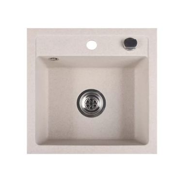 QLS Spülbecken 44x44 cm Granit mit automatischem Siphon Bella Beige 1-Becken 11182