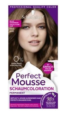 Schwarzkopf Perfekte Mousse, 665 Hell Schokoladenbraun, 120 ml Haarfarbe \0x015Echaum
