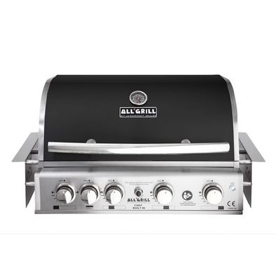 Allgrill Einbau-Gasgrill CHEF L BLACK Built-In Air System, 4 Brenner, Backburner 100