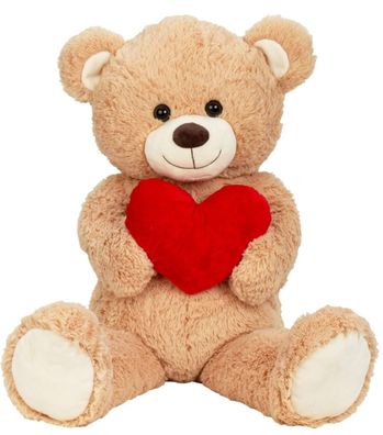 XXL Teddybär creme mit Herz Kuschelbär 100cm Teddy Bär Kuscheltier