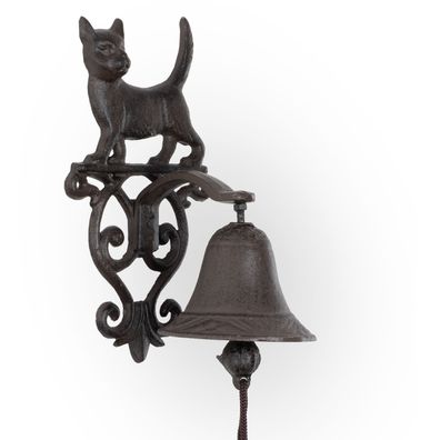 Gusseiserne Wandglocke Katze - Türglocke mit Katzenfigur aus massivem Gusseisen