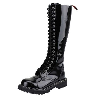 Angry Itch 20-Loch Gothic Punk Army Ranger Lack-Lederstiefel