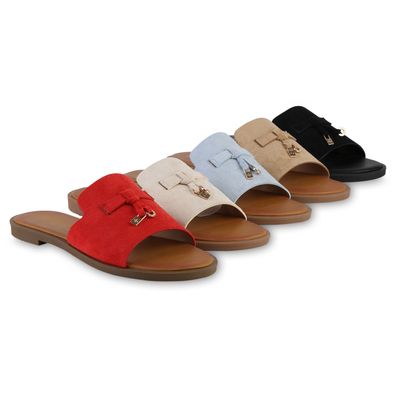 VAN HILL Damen Pantoletten Sandaletten Freizeit Sommer Basic Schuhe 841725