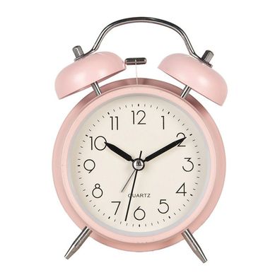 Wecker CLOCK rosa aus Metall Analogwecker Retro Klassiker H17cm 6AC0031P