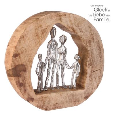 Casablanca Skulptur Familie Mangoholz Aluminium in silber