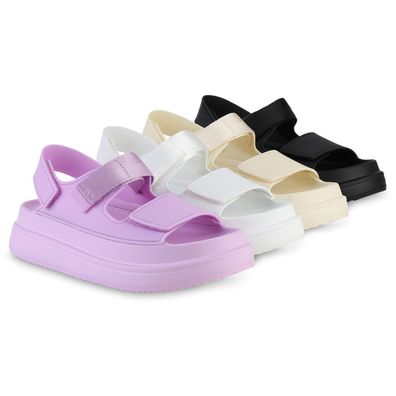 VAN HILL Damen Plateau Sandaletten Profil-Sohle Freizeit Sommer Schuhe 841714