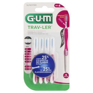 GUM Trav-Ler Interdentalbuersten - 1,4 mm, 4er Pack, Ideal fuer Zahnzwischenraeume