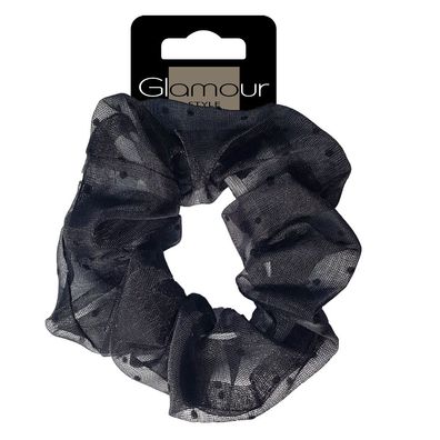 Eleganter schwarzer Tuell-Haarschal fuer stilvolles Haarstyling