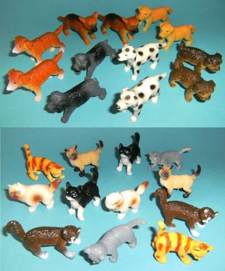 1 Set Hund o. Katze 12er Gummitiere Spieltiere Kätzchen Welpen Haustier Tiere spielen