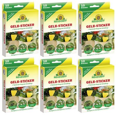6 x NEUDORFF® Gelb-Sticker zur Bekämpfung fliegender Schädlinge 10 Stück