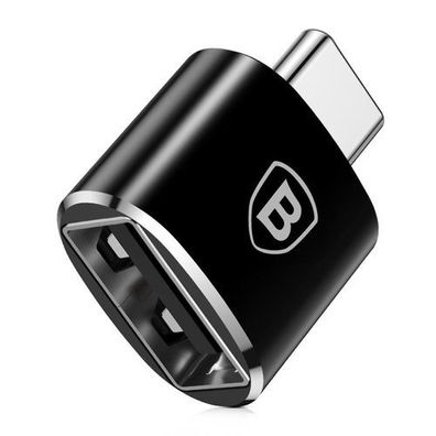 Baseus Kompakter USB-A zu USB-C OTG Adapter-Konverter - Schwarz
