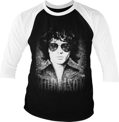 Jim Morrison America Baseball 3/4 Sleeve Tee T-Shirt White-Black