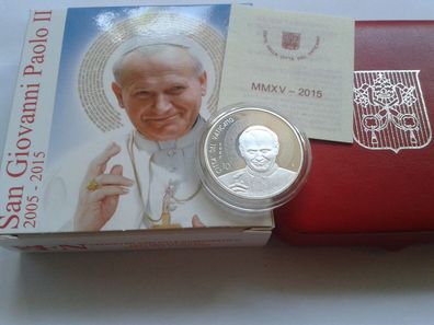 5 euro 2015 PP Vatikan 10. Todestag Papst Johannes Paul II. Silber