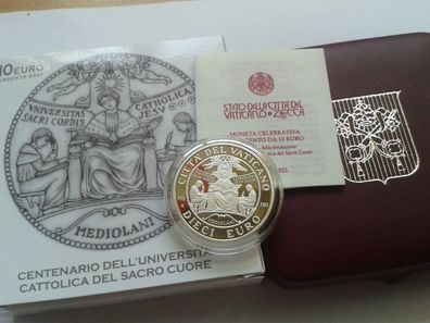 Original 10 euro 2021 PP Vatikan Katholische Universität Silber