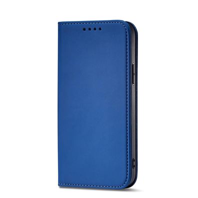Magnetische Kartenetui fuer iPhone 12 - Wallet-Case mit Kartenstaender in Blau