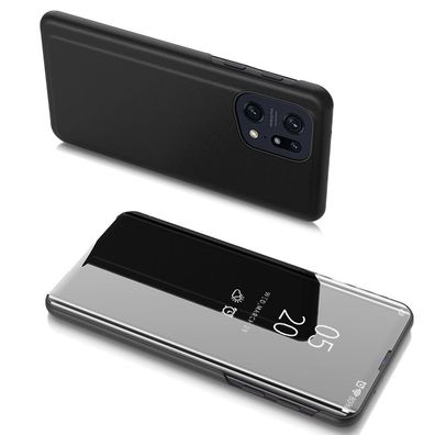 Schutzhuelle mit Klappdeckel fuer Oppo Find X5 Pro - Klaransicht, Schwarz