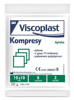 Sterile Kompressen, 17-faedig, 8-lagig, 10x10 cm, 1 Packung (3 Stueck)