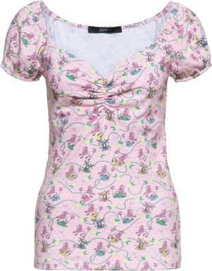 Queen Kerosin Damen Poodle T-Shirt Pink