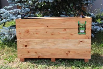 Hochbeet 100x36x52cm aus Lärche mit Vlies und Griffen