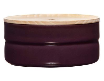 Riess Vorratsdose mit Holzdeckel 13cm/6h 615ml Dark Aubergine Emaille