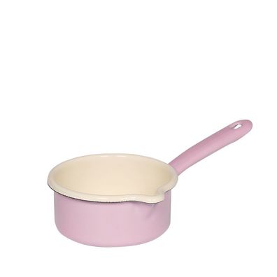 Riess Stielkasserolle mit Ausguss Ø12cm 0,5 Liter Emaille Classic Pastell Rosa