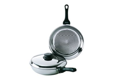 Kelomat Bratpfanne Grillmeister mit Deckel Ø24 cm Edelstahl Induktion