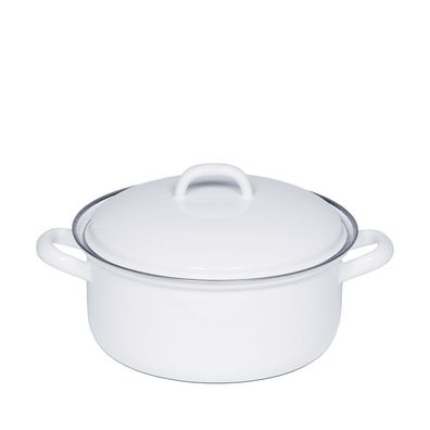 Riess Classic Weiss Kasserolle mit Deckel 20cm/13,6 cm h Emaille Induktion