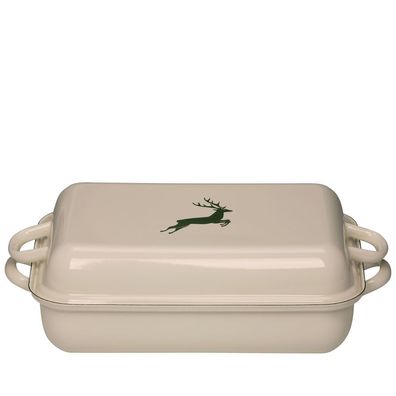Riess Brat- Backpfanne mit Deckel 37/26 Country Hirsch grün Emaille