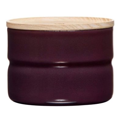 Riess Vorratsdose mit Holzdeckel Ø8cm 230ml H: 6cm Dark Aubergine Emaille