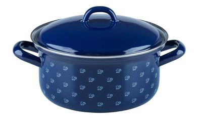 Riess Casserole Country avec couvercle Ø18cm 1,5 litre Dirndlblau Emaille Induction