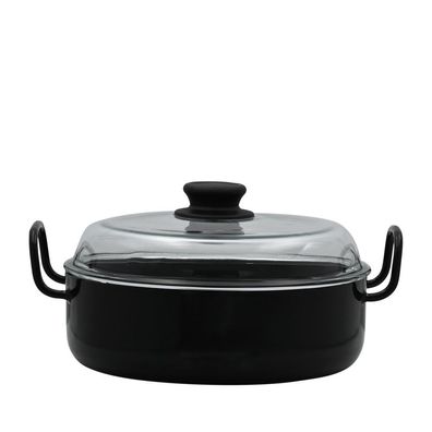 Riess Oma`s Sauteuse avec couvercle en verre Ø24cm Plat à four noir émaillé