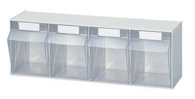Klarsichtmagazin H207xB600xT172mm 4 x D Ku. weiß Lockweiler