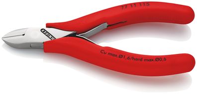 KNIPEX 77 11 115 Elektronik-Seitenschneider mit durchgestecktem Gelenk mit rutschhemm