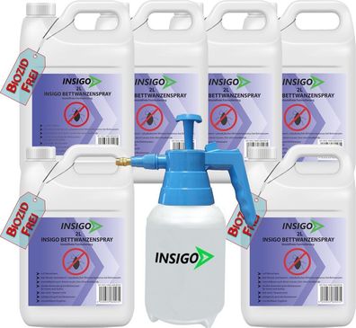 INSIGO 6x2L + 2L Sprüher Bettwanzenspray Bettwanzenmittel Bettwanzenschutz Abwehr