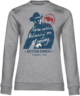 Yellowstone Winning Or Learning Girly Damen Sweatshirt Heathergrey