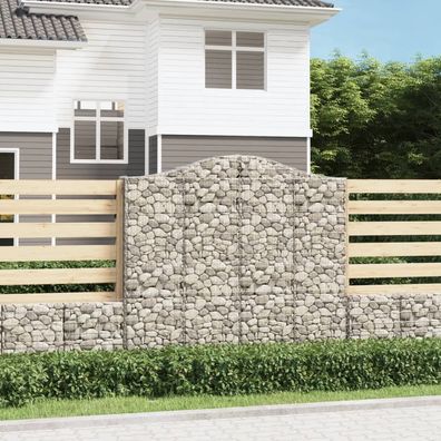 vidaXL Gabionen mit Hochbogen 9 Stk. 200x30x180/200cm Verzinktes Eisen
